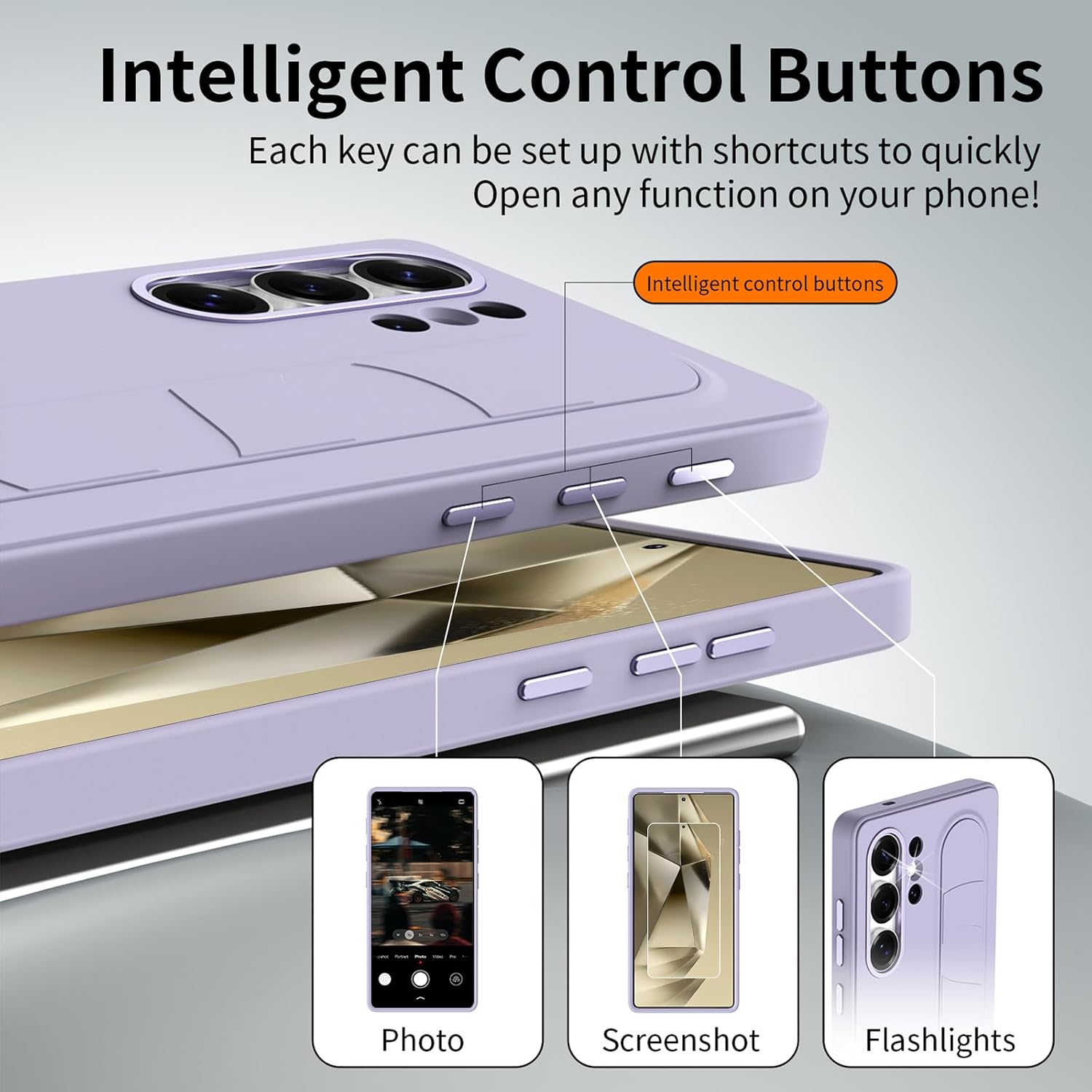 for Samsung Galaxy S23 Ultra 5G with Smart Button, Standing Grip Phone Case with Kickstand, for Samsung S23 Ultra 5G Case Smart Button Cover | Hand Strap | Soft Touch | Stand Grip | Smart Butto