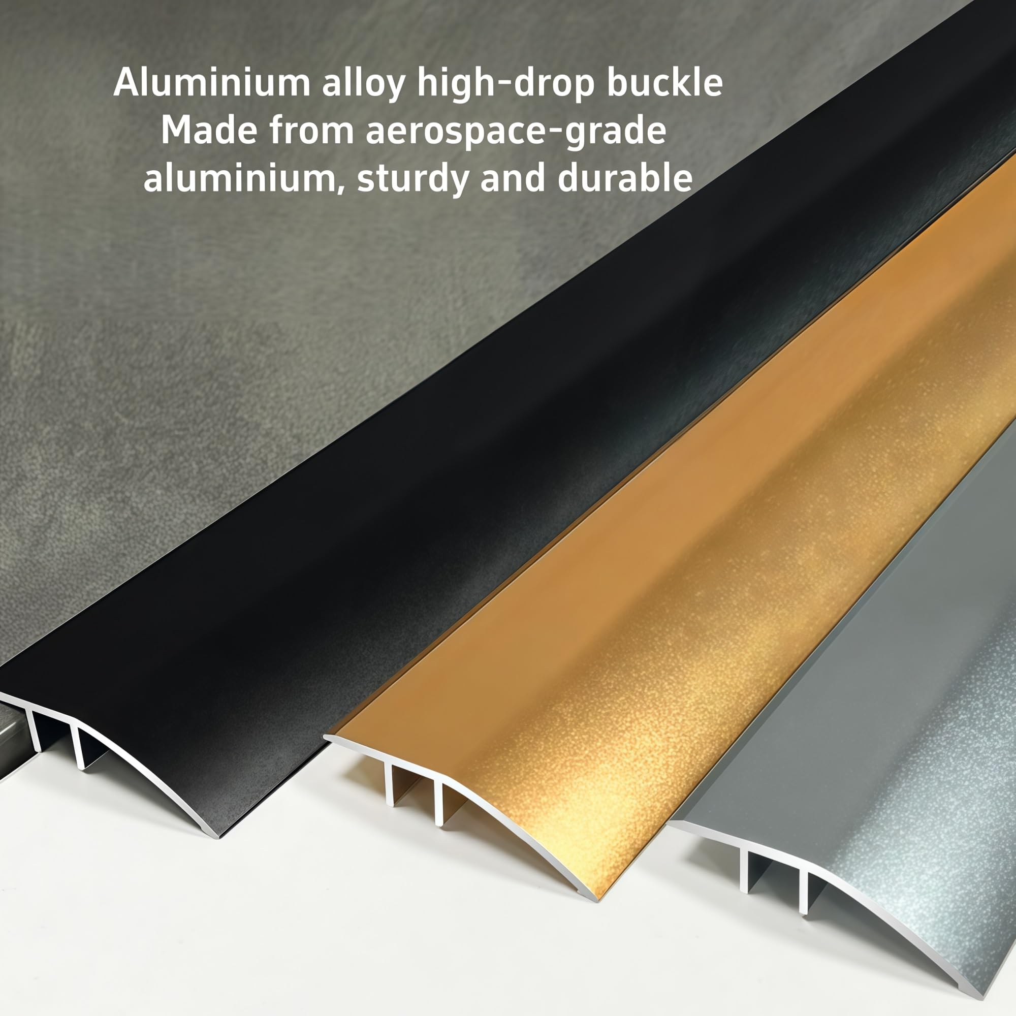 Aluminiowa listwa przejściowa w kształcie litery T Listwa przejściowa do podłogi litej, listwa progowa aluminiowa 2,7 m 43 mm wielokolorowa 3 szt. do płytek laminowanych dywan winylowy(Black)