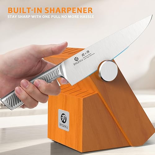 Miniatura 8 de imarku Knife Set, 14 Piece Premium Kitchen Knife Block Set, Razor Sharp Japanese Chef Knives Set for Kitchen with Built-in Sharpener, Dishwasher