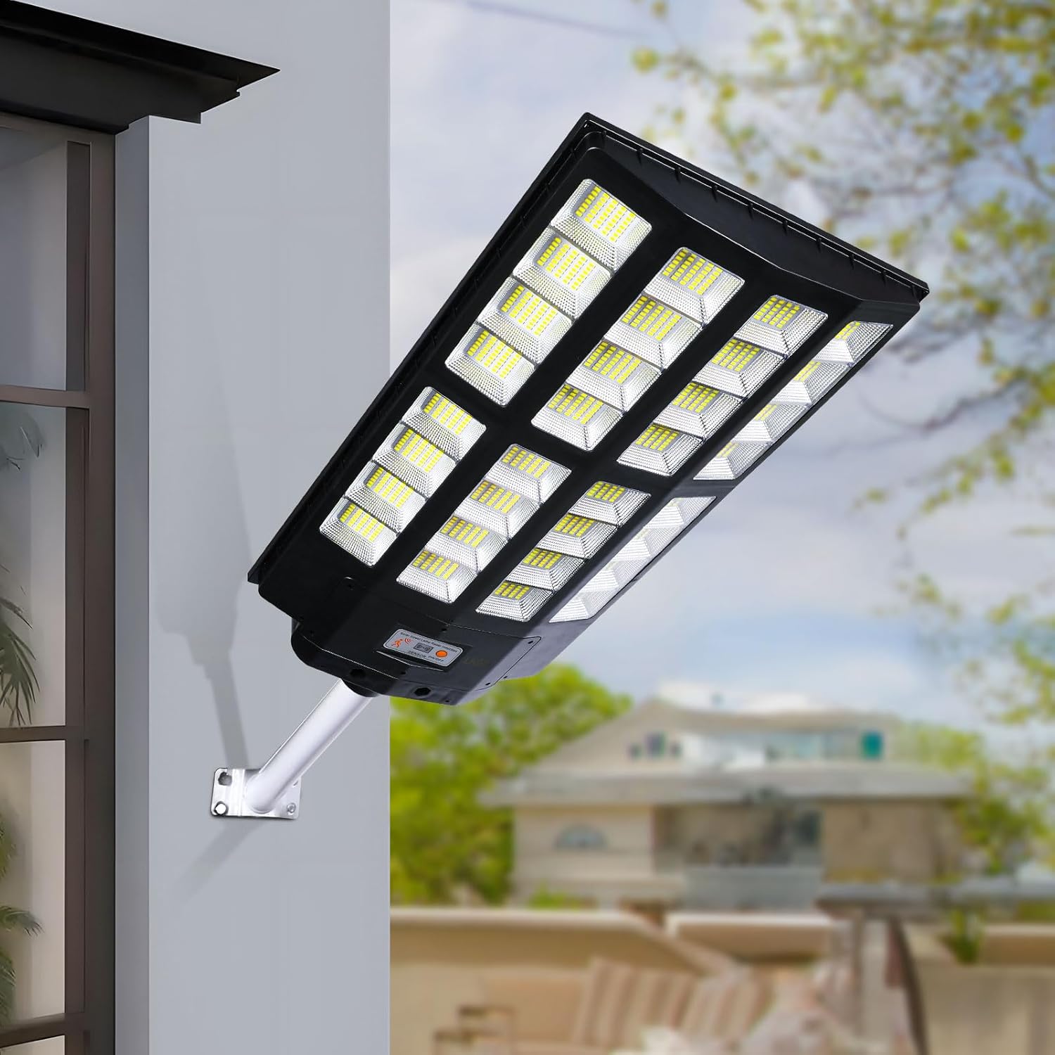 8000W Solar Street Lights Outdoor - 320° Wide Angle Solar Lights Outdoor Motion Sensor, Commercial Parking Lot Light Dusk to Dawn, 8500K LED Waterproof Street Light Solar Powered for Yard