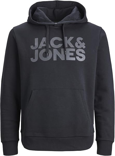 JACK & JONES Hoodie Herren Regular Fit JJEADRIAN Kapuzenpullover Pullover Sweater Print Schwarz Grau Grün Braun Beige Blau S M L XL XXL 3XL 4XL 5XL 6XL 7XL 8XL - 1