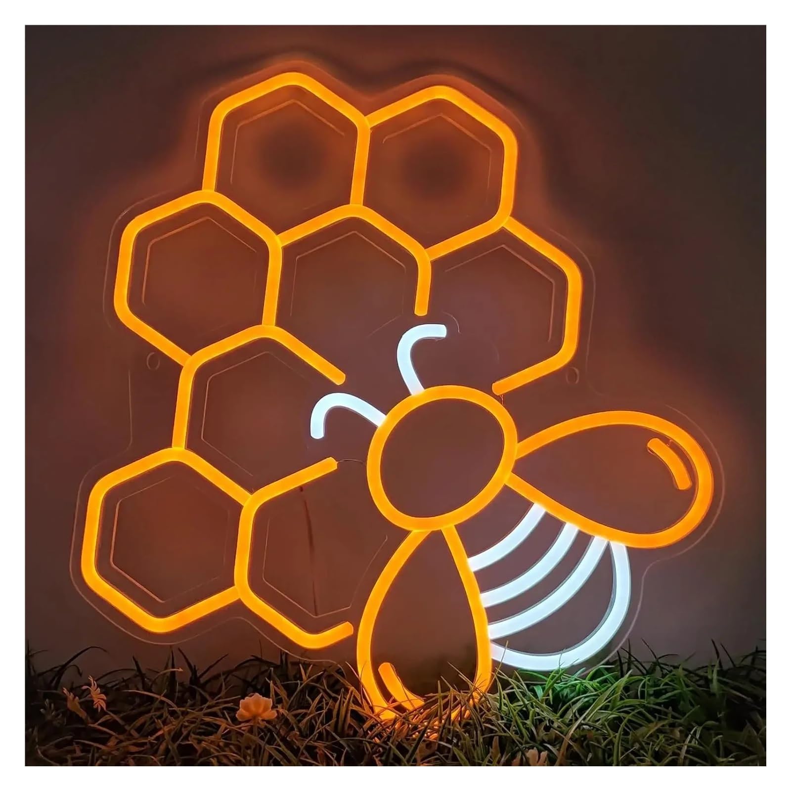 LEMST Signs Lamp Bee Neon Sign Light Dimmable USB Powered for Kids Bedroom Wall Hanging Aesthetic Birthday Decor 13.11inx14.17in