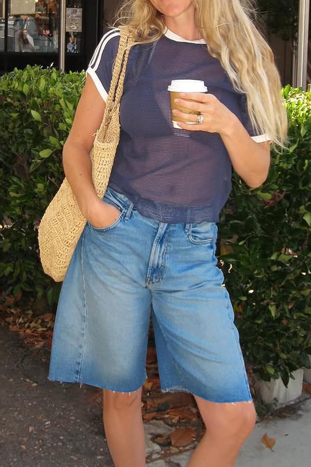 Cicy Bell Womens Summer High Waisted Jeans Shorts Casual Wide Leg Bermuda Jorts Baggy Denim Shorts with Pockets - Image 4