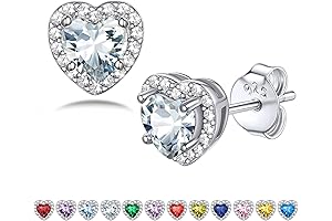 925 Sterling Silver Birthstone Solitaire Diamond Studs Earrings for Girls