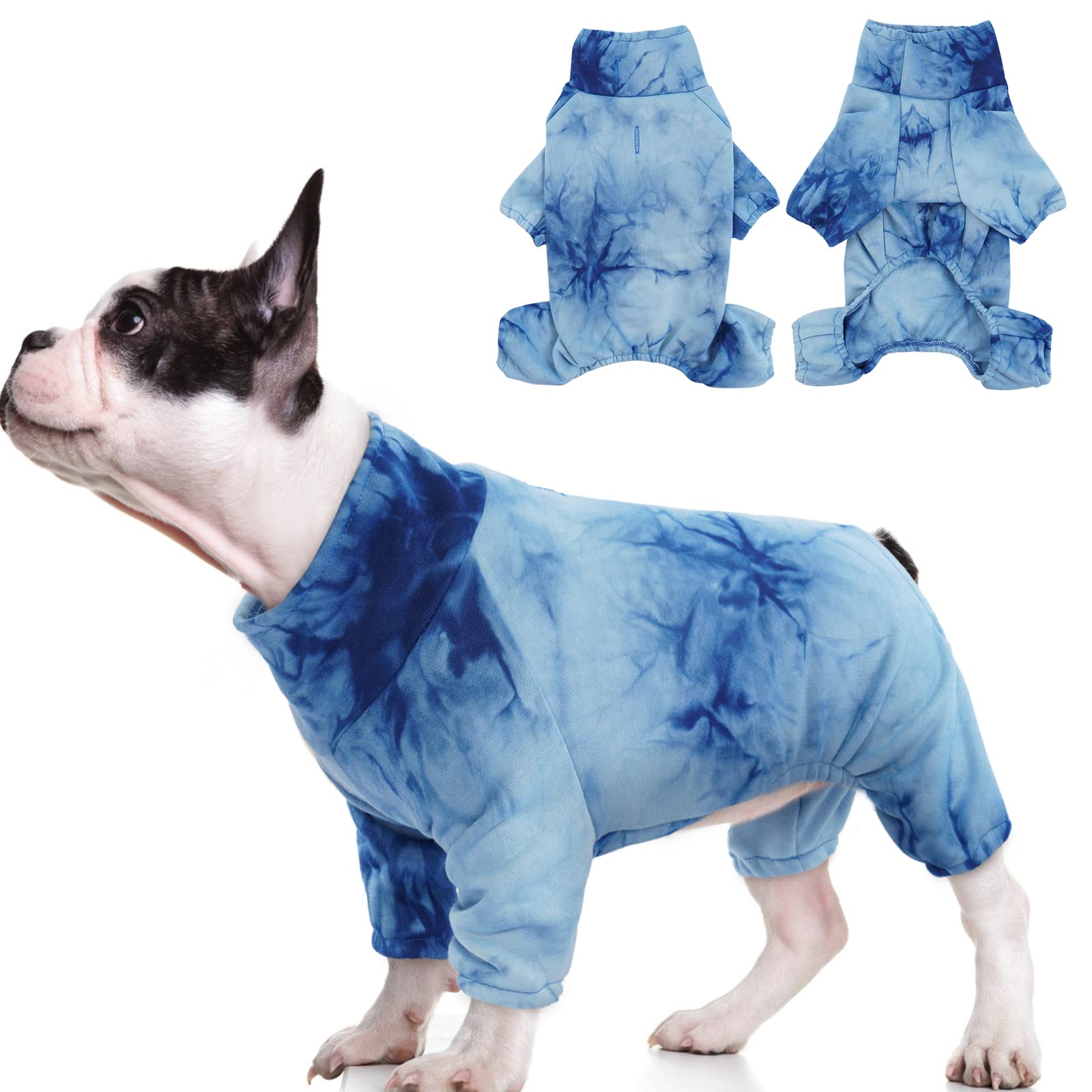 Photo 1 of FUAMEY Dog Pajamas,Tie Dye Puppy Turtleneck Sweater,Dog Clothes for Small Dogs Girl Boy,Dog Outfits Sweatshirt for Medium Dogs,Sphynx Hairless Cat Onesies Shirts,Doggie Jumpsuit,Frenchie Jammies