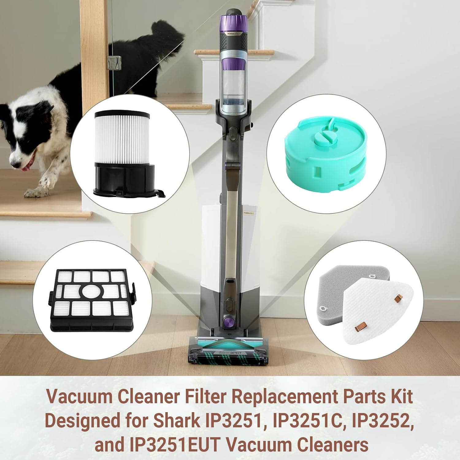 IP3251, IP3251C, IP3253 vacuum cleaner replacement parts, vacuum cleaner filter accessory kit, suitable for Shark cordless PowerDetect vacuum cleaners and PowerDetect automatic emptying system bases.