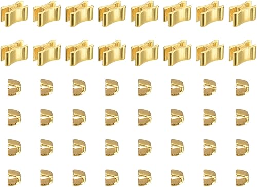 uxcell 16 juegos de retenedores deslizantes de cremallera de latón, 8 topes superiores en forma de U y cierres inferiores en forma de H de repuesto
