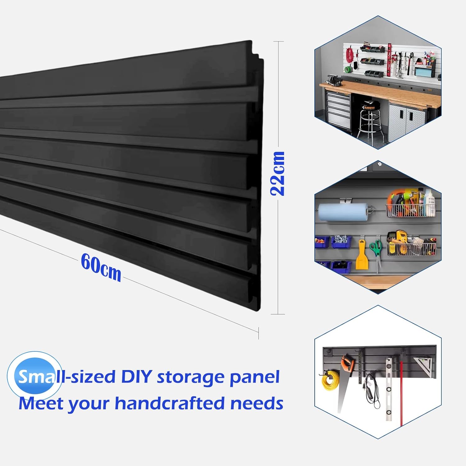 Single Slat Wall Panel (24"x9") - Small PVC Board for DIY Workshop, Bedroom Storage, No Hooks Included. The Slats are only about an inch apart, PVC slate wall panels for Storage (Small-sized, 24"×9")