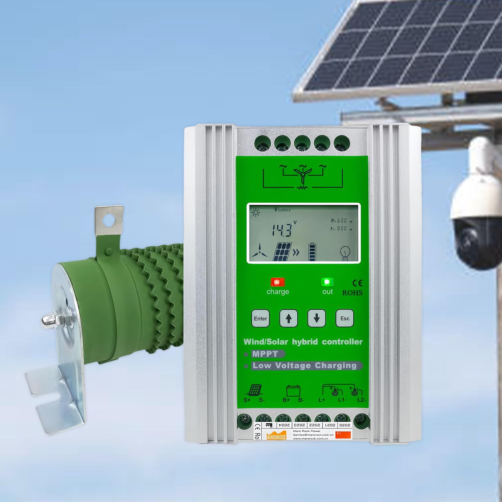1000 W Wind Solar Hybrid Laderegler 12 V/24 V/48 V Mppt Boost Laderegler Mit LCD Display Und Kostenloser Dump Load Genauigkeit,24V-300W