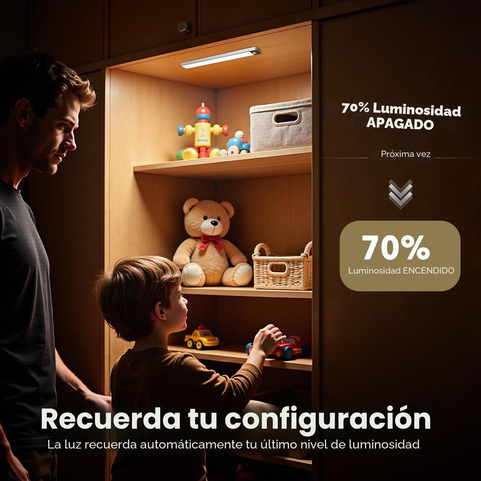 Luces LED para Cocina Bajo Gabinete 3 Pack - 6000K con Sensor de Movimiento para Interiores, Luz Recargable 1100mAh, Regulable e Inalámbrica Magnética para Bajo Mesón|Estante|Armario|Escaleras, 20CM