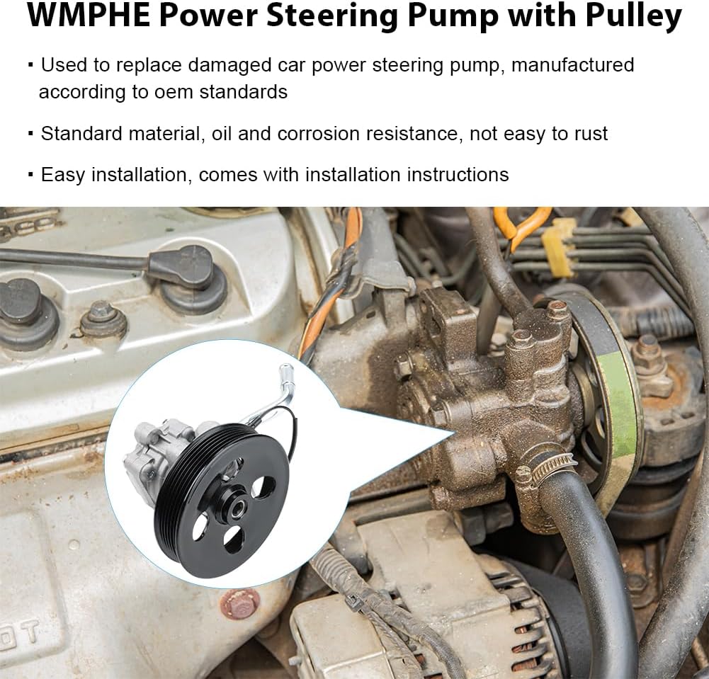 Power Steering Pump with Pulley Compatible with Hyundai Genesis Coupe 2.0L L4 2010 2011 2012 2013, Replacement for 571002M000, 21-504