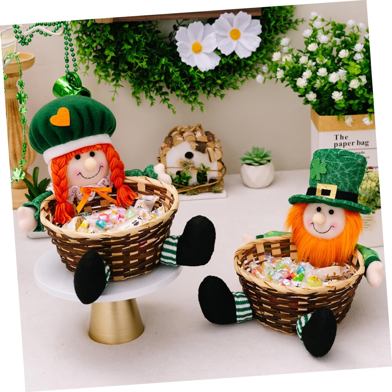 Garneck Patrick's Day Candy Holder Basket Festive Snack Organizer for Dining Table Versatile Storage for Smooth Edges for Treats and