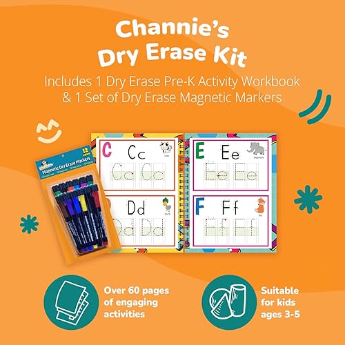 Miniatura 9 de Channie's Libro de actividades de borrado en seco de pre-K, libro de ejercicios preescolar con divertidas actividades educativas de aprendizaje para