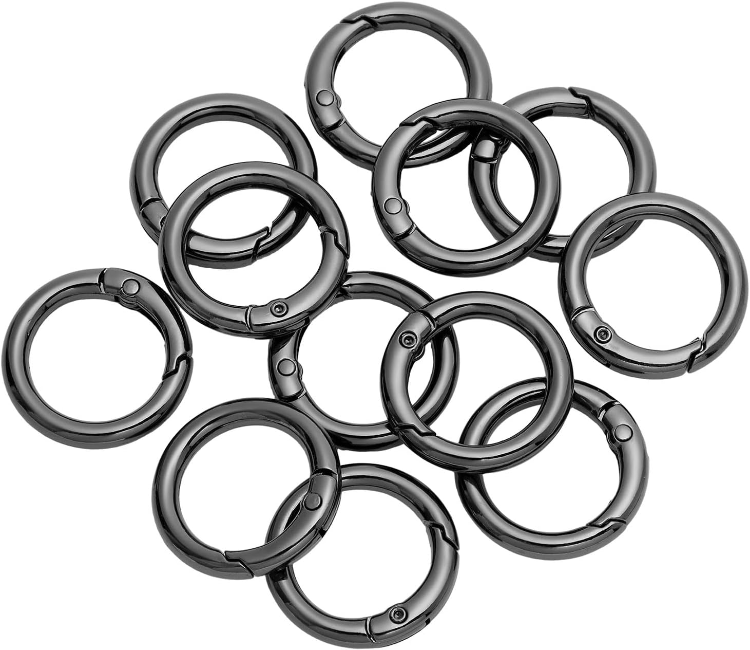 12Pcs Metal Spring O Rings Clip Keychain, Round Carabiner Clips Keyrings Snap Hook Buckle for Bags,Purses