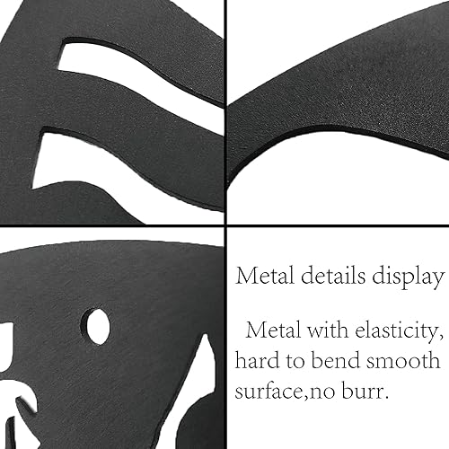 Vista 4 de CREATCABIN Notas musicales de metal para decoración de pared, letreros de pared negros para colgar en hierro, adorno de metal, escultura de corazón