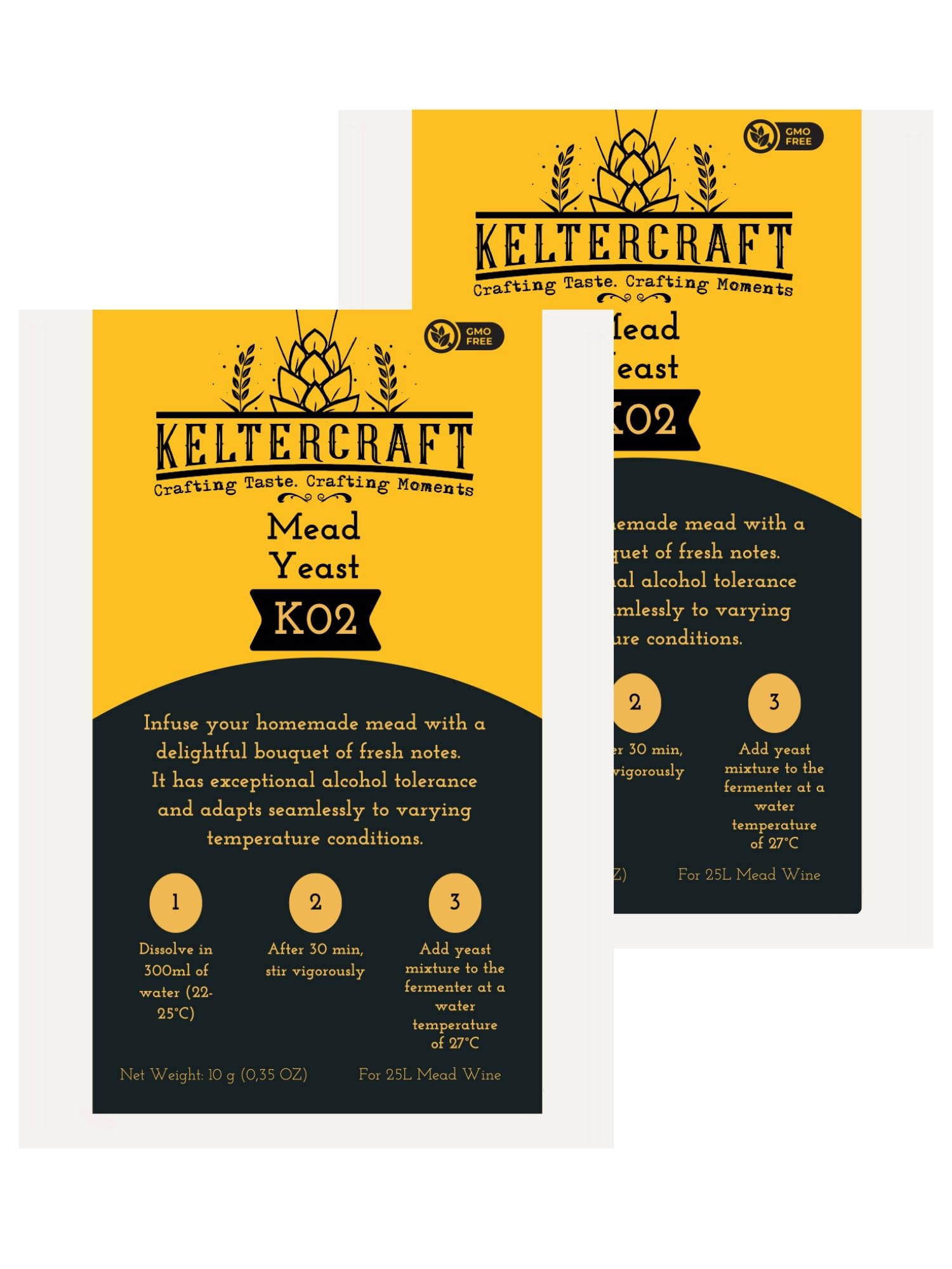 Keltercraft K02 Levadura de Hidromiel Vino [20g: Para 50L] | ¡Crea tu propio vino de hidromiel!