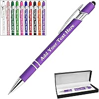 Vista 88 de Bolígrafos personalizados a granel grabados personalizados con punta de lápiz capacitivo, bolígrafos personalizados de tinta negra, regalos