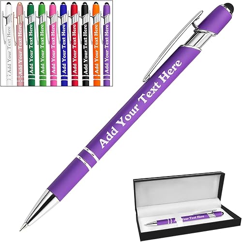 Bolígrafos personalizados a granel grabados personalizados con punta de lápiz capacitivo, bolígrafos personalizados de tinta negra, regalos para