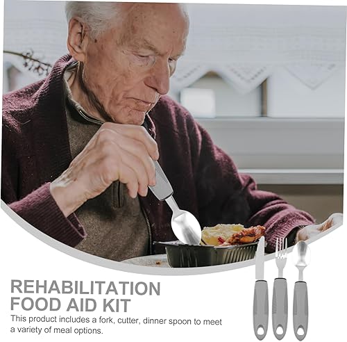 Miniatura 8 de 1 juego de vajilla antivibración para los ancianos, juego de vajilla de plástico, utensilios adaptables, utensilios portátiles, juego de utensilios