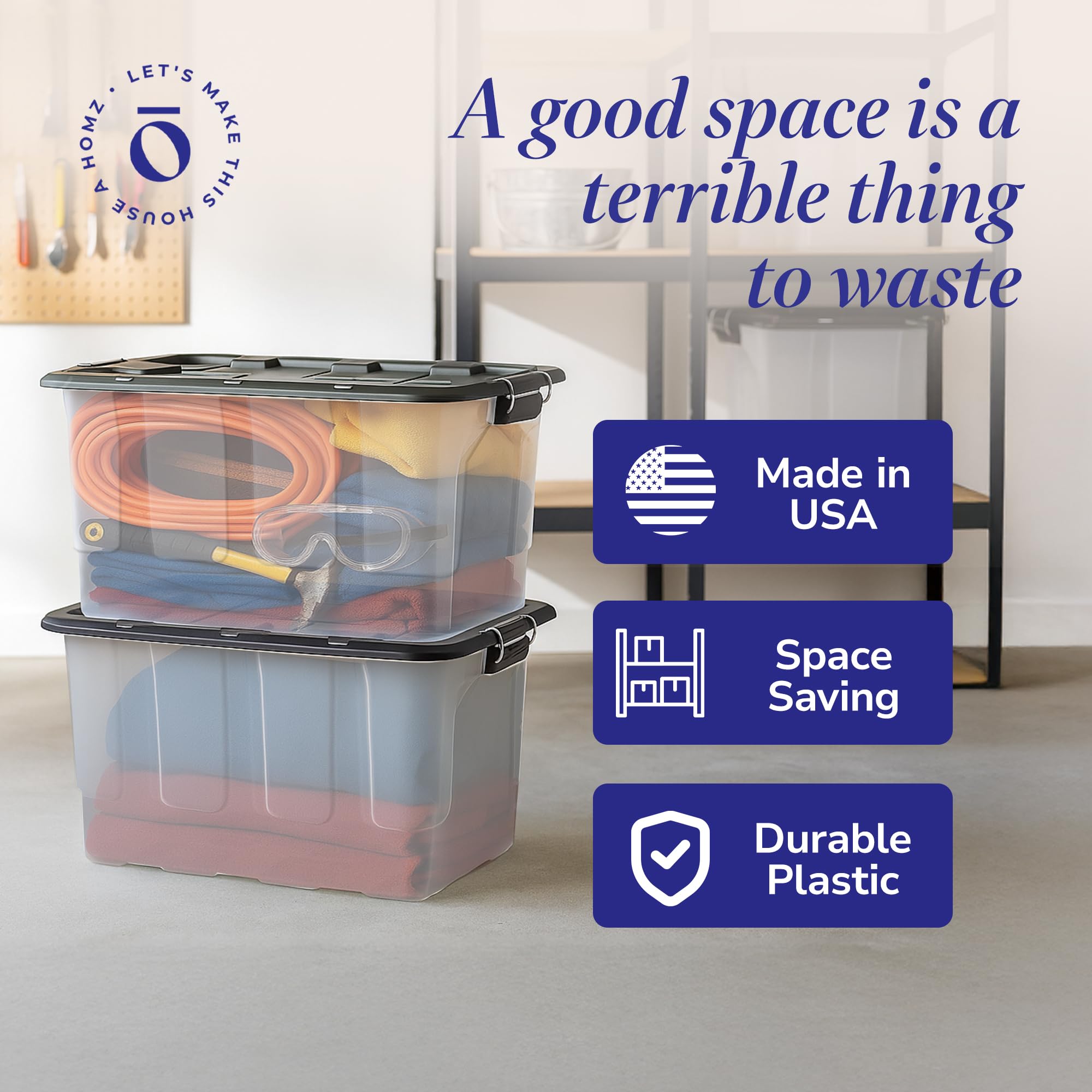 Amazon.com - HOMZ Clear Plastic Storage Bins with Lid, 30 Gallon