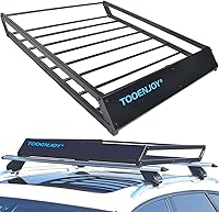 TOOENJOY Roof Rack Cargo Basket 43x35x4.7 Anti-Rust Steel Rooftop Carrier w/ Wind Fairing, Universal 150 lbs Capacity for SUV Truck Car
