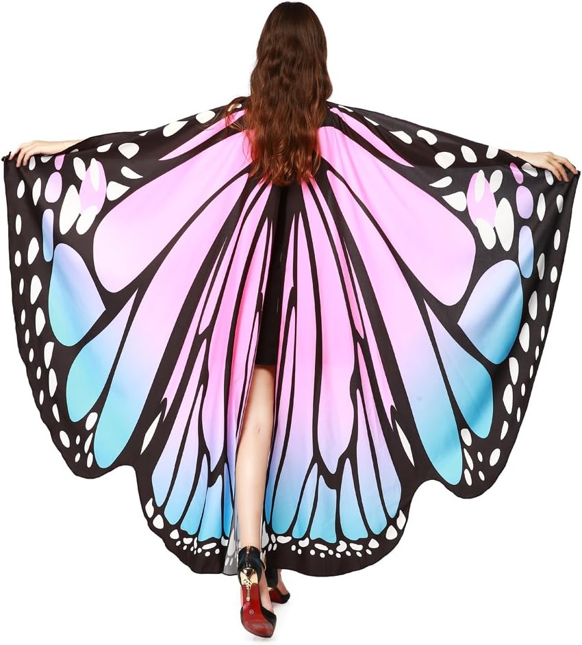 Butterfly Wings for Women Fairy Ladies Cape Halloween Dress Up Costume Accessory Party Cape Nymph Pixie Cloak