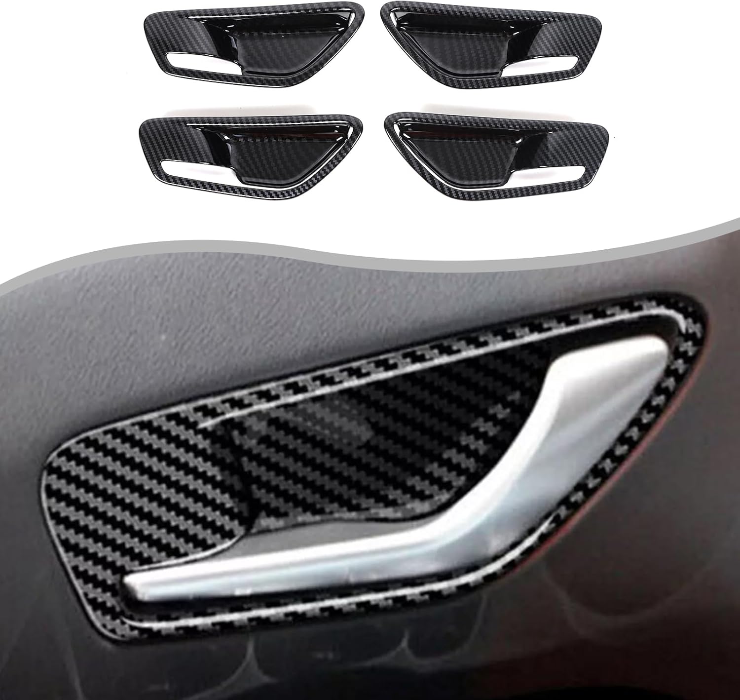 Aunginsy 4PCS Inner Door Handle Bowl Trim Cover Compatible with Hyundai Tucson/Santa Cruz 2022-2024, Car Front Rear Door Grab Handle Cup Bowl Panel Protector Sticker Decorative Cover ABS Accessories