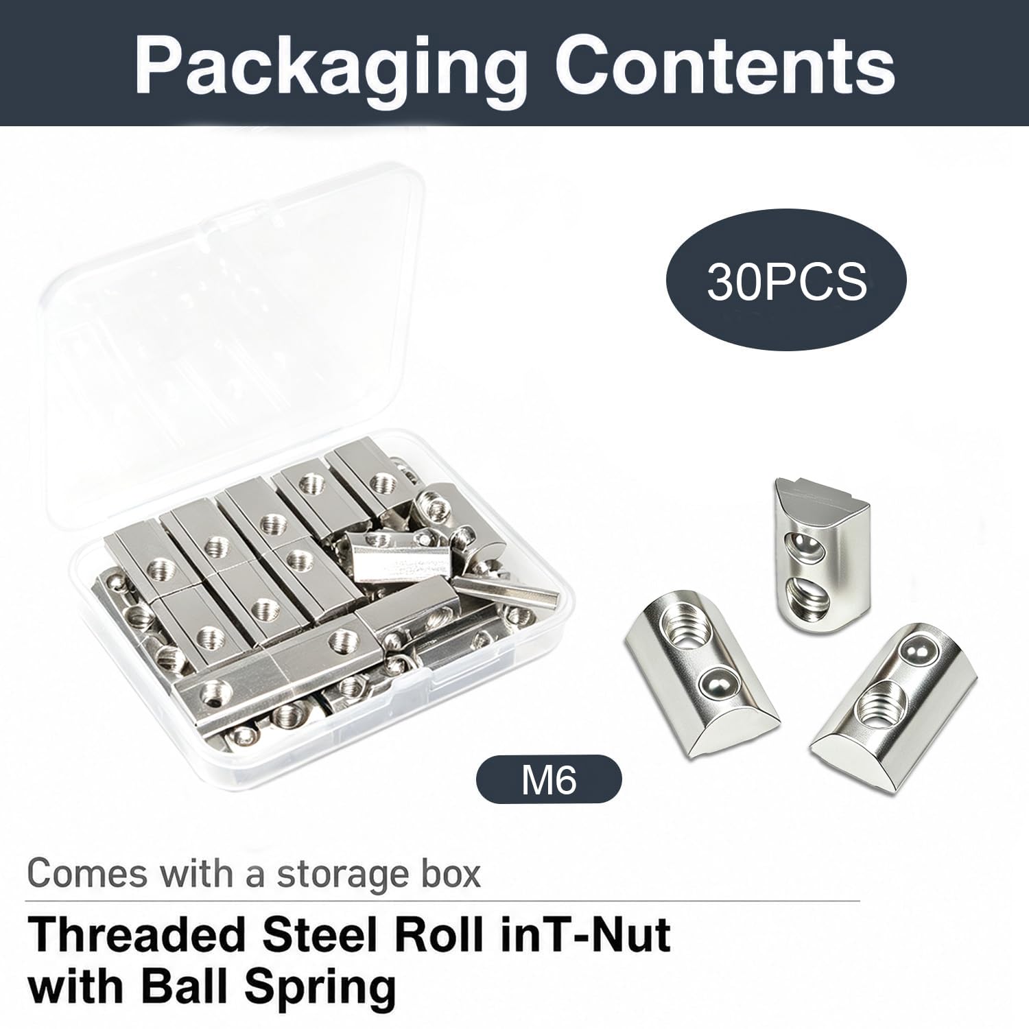M8 Spring T Nuts - 30 Pack for 4040 Extrusions -14
