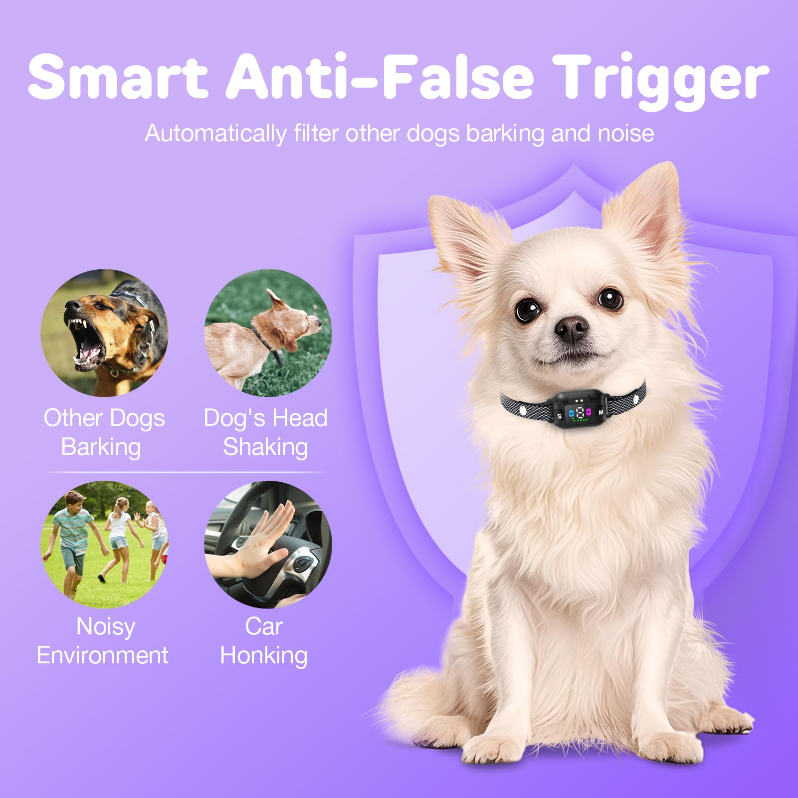 Feycig Anti Bark Collars for Dogs, No Shock Small Dog Bark Collar, Rechargeable Barking Collar with 7 Sensitivities - Image 3