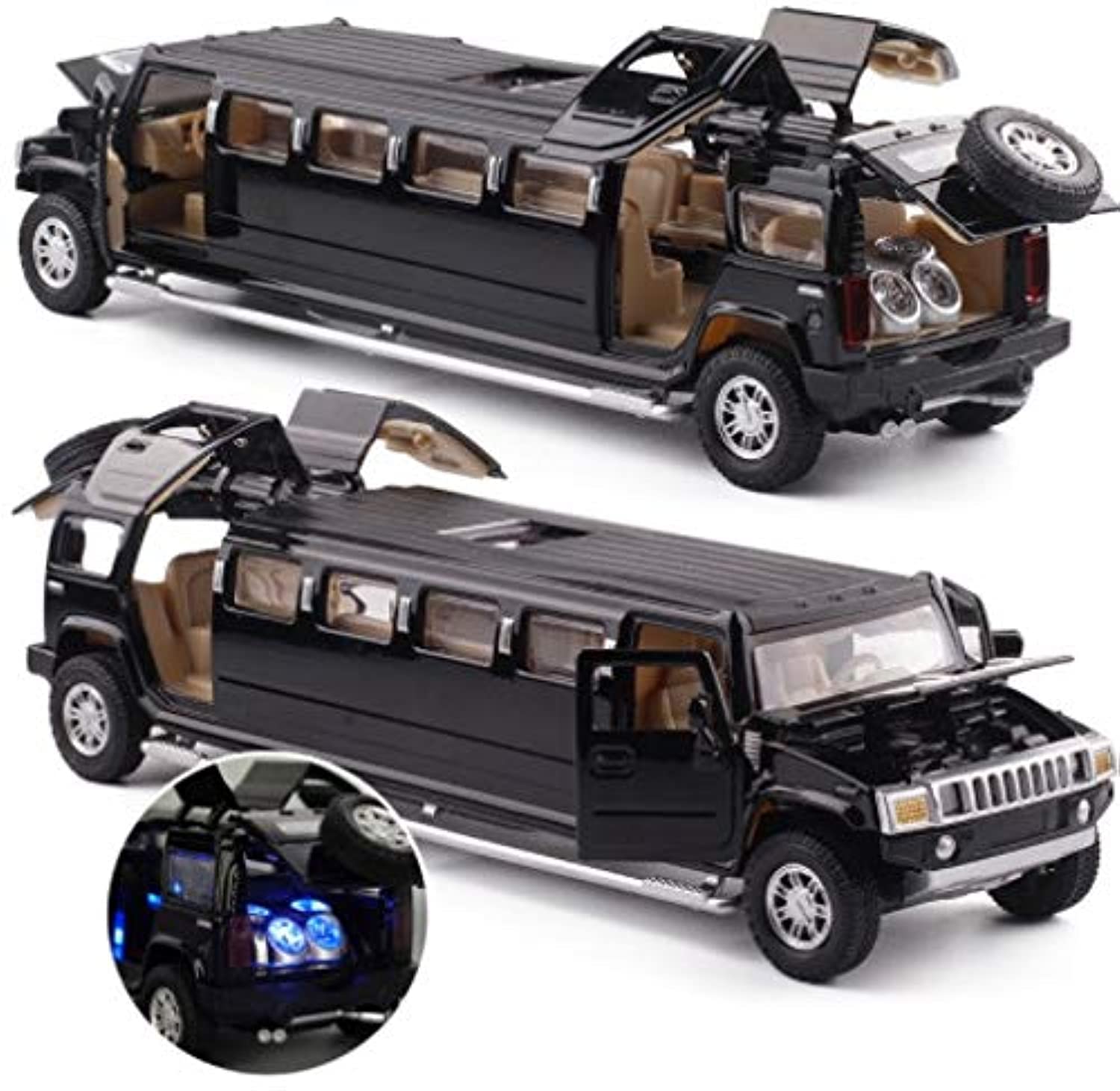 Makfacp High Simulation 1:32 Die-cast Metal Alloy Limousine Models Flashing Pull Back Children's Music Toy Car Makfacp (Color : Black)