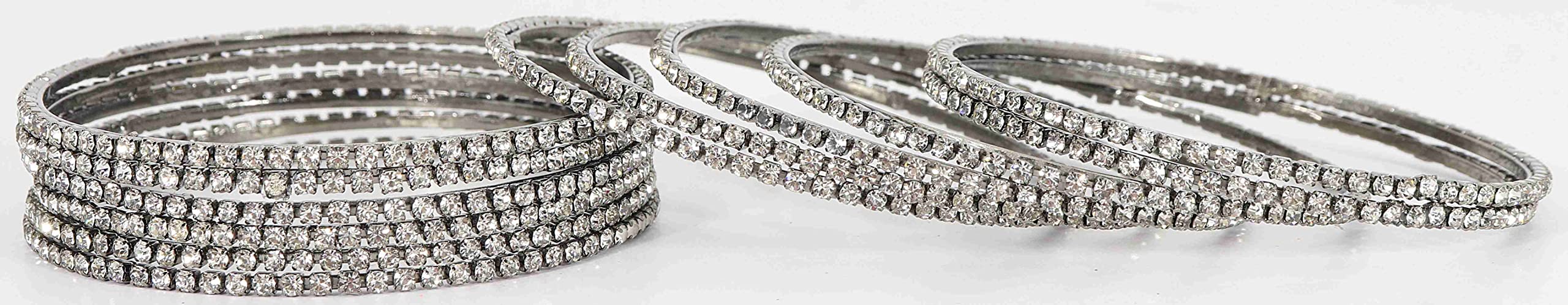 Women's Sleek Bangle Set with Zircon Gemstones