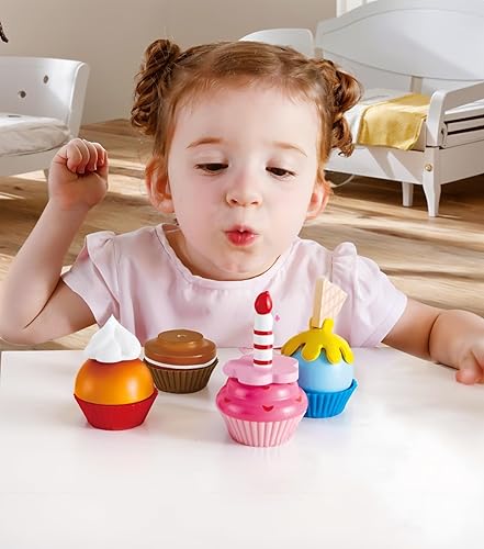 Miniatura 3 de Hape Cupcakes | Magdalenas de madera coloridas, juguete de cocina para niños
