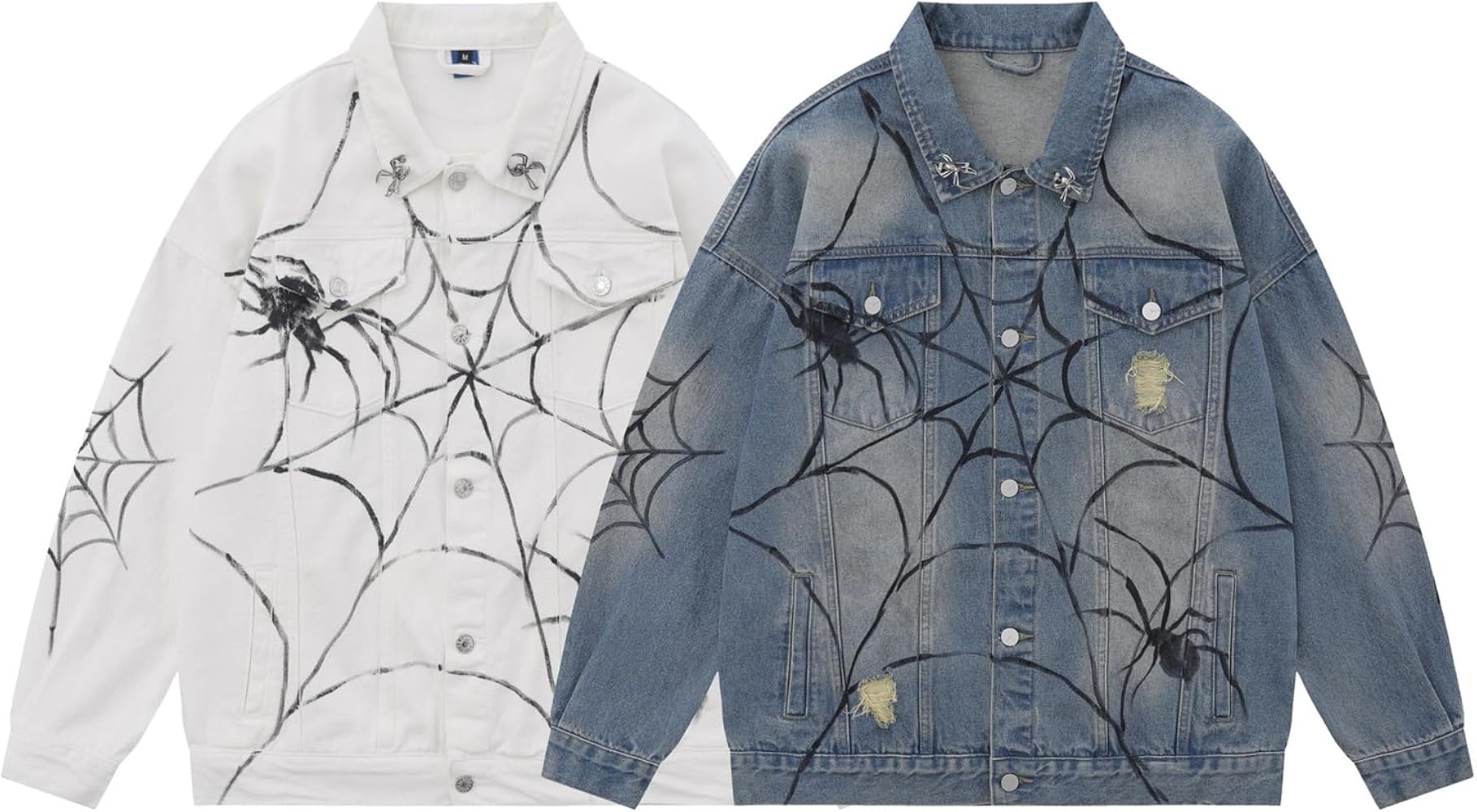 Hesaco Unisex Spider Jacket, Y2k Aesthetic Jean Jacket for Men and