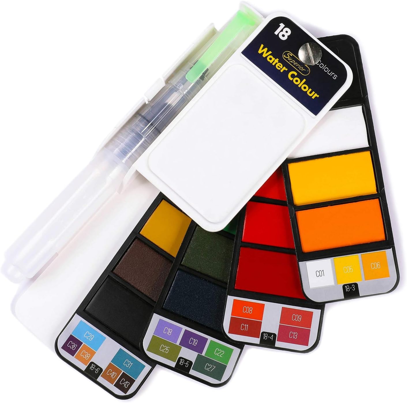 Dyvicl Watercolor Paint Set 18 Assorted Watercolors Foldable Pocket