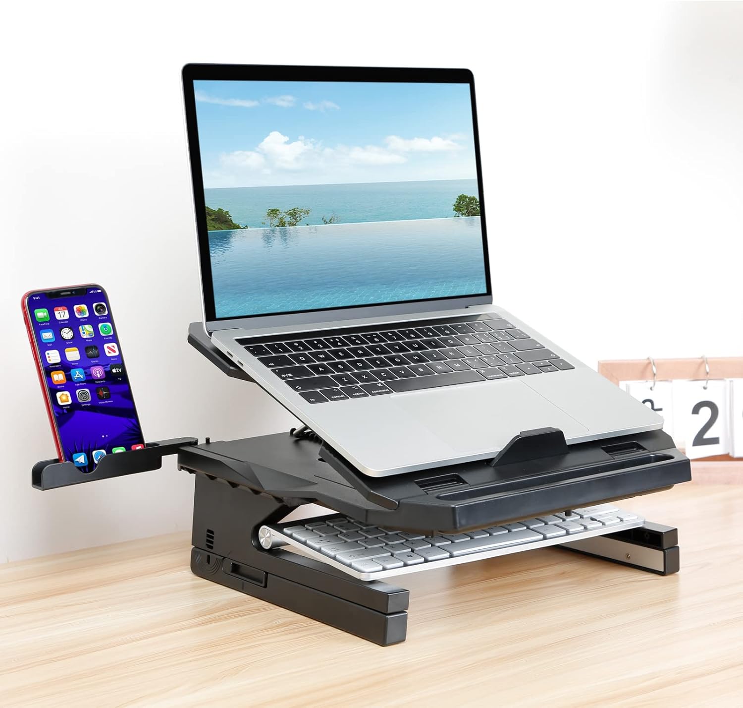 Zimilar Laptop Stand, Ergonomic Height Adjustable Laptop Stand for Desk, Multi-Angle Portable Laptop Riser with 360° Rotating Base, Foldable Computer Stand Riser Fits Most Laptops up to 15.6" (Black) : Electronics