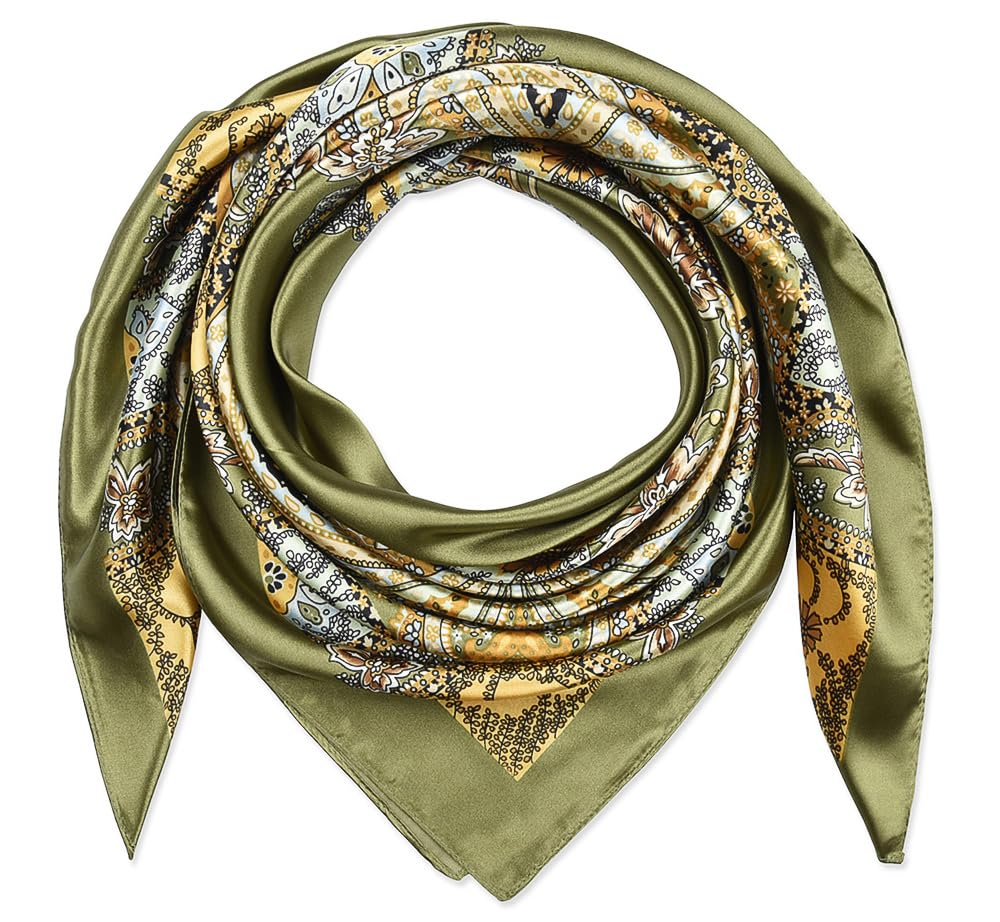 35x35 Large Square Satin Hair Scarf for Women – Silk-Feel Head Wrap, Night Protection, Fashion Bandana & Headscarf
