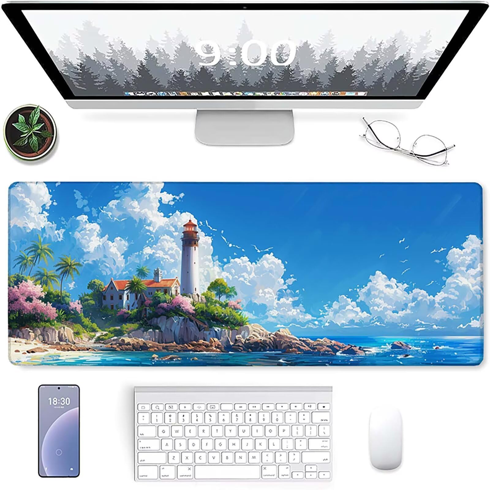 Tappetino Mouse Albero di ciliegio in fioreTappetino Mouse Gaming 1200 x 600 mmBlu Tappetino Scrivania con Bordi Cuciti Impermeabile e Antiscivolo Base Tappetino Gaming per PC Ufficio, Regalo N-Z