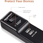 Amazon Basics 6-Outlet Surge Protector Power Strip with 2 USB Ports - 1000 Joule, Black