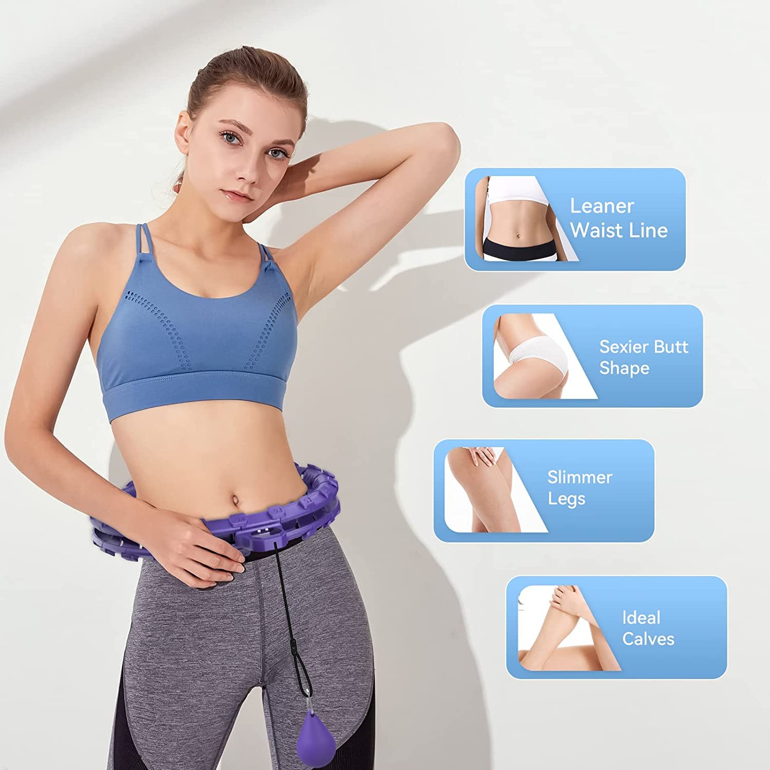 Smart Hula Cerceau de Fitness pour Adultes, Cerceau de Fitness lesté Intelligent, Grande Taille, avec 27 nœuds Amovibles pour Femmes et Hommes, pour brûler Les Graisses à la Maison