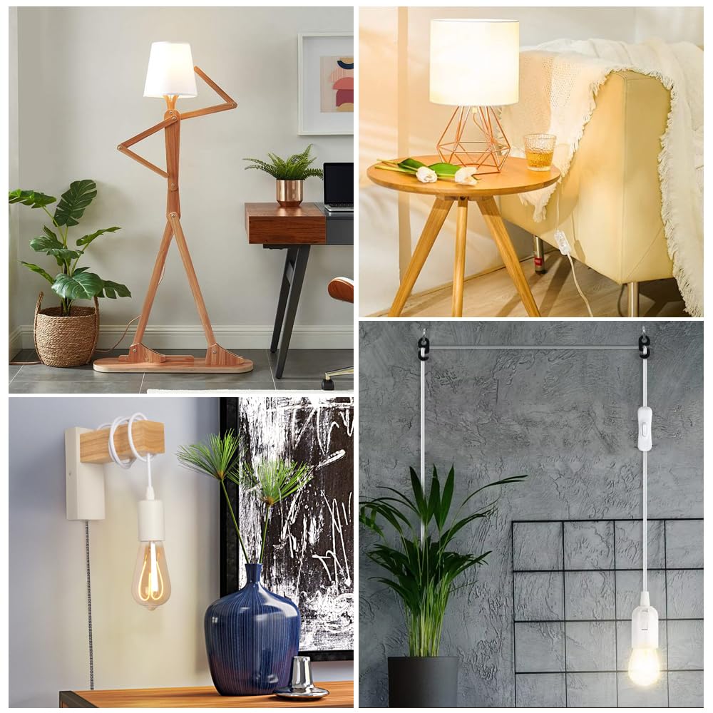 2 Piezas Portalámparas E14 con Cable de 1,8 m y EU Enchufe, Cable para Lámpara de Sal, Casquillo para Bombilla, Casquillos para Bombillas para Lámpara de Pie, Candelabro, Lámpara Creativa