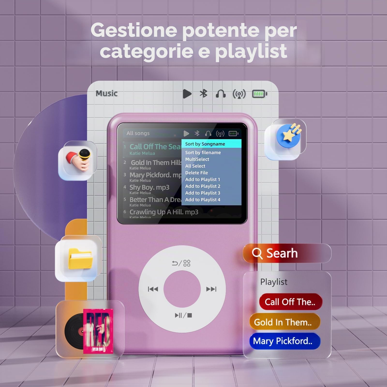 Innioasis Y1 Classe e raffinatezza senza tempo 128 GB Lettore musicale digitale per bambini (viola)