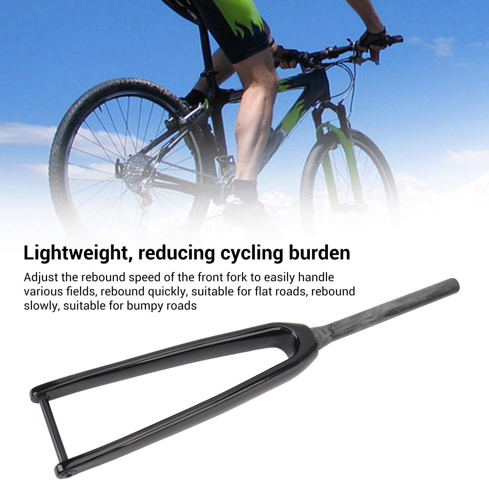 Vorderradgabel, 3K T800 Fahrradgabel, Leichte Vibrationsdämpfung, Einstellbare Rückprallgeschwindigkeit, mit Flacher Scheibenbremse, für Rennrad, 100 X 12 Mm Steckachse, 45 Mm