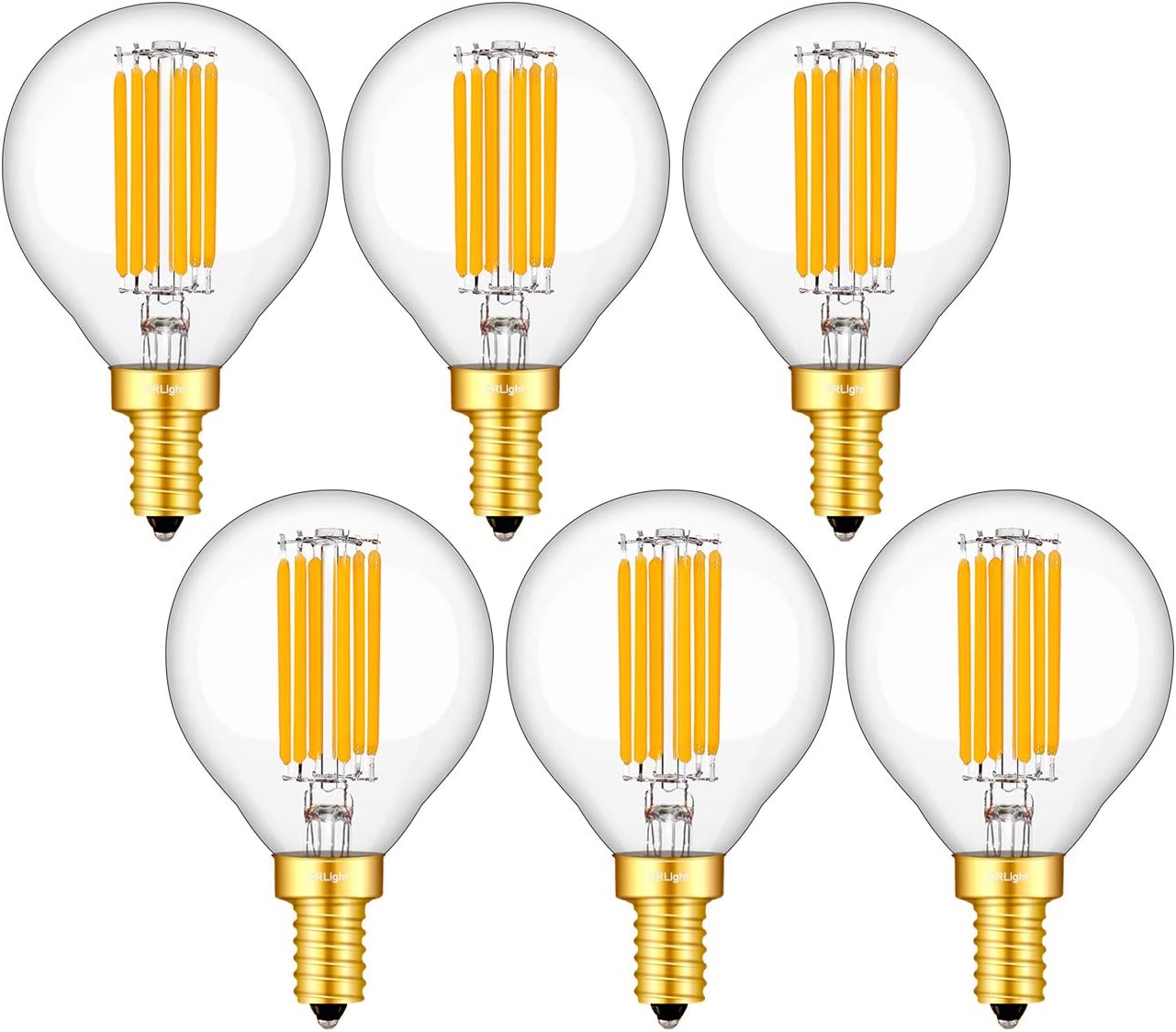 CRLight 3000K 6W Dimmable LED Candelabra Bulb Soft White, 80W Equivalent 800LM, E12 LED Light Bulbs, G16.5 Globe Clear Glass Chandelier Bulbs, Smooth Dimming Version, 6 Pack
