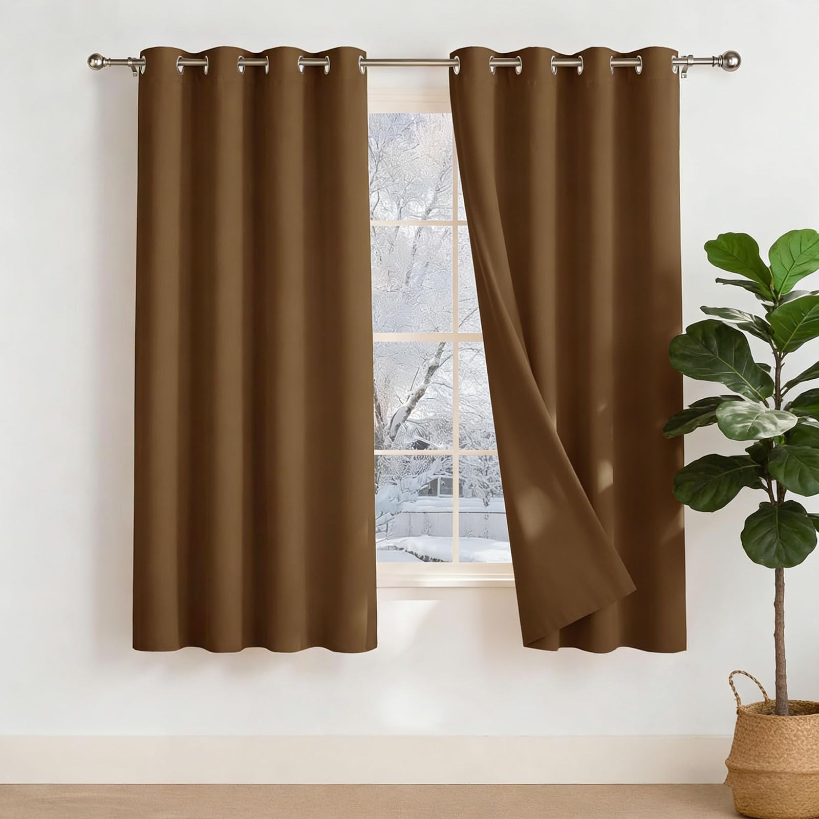 Rideau thermique isolant anti froid et tenture opaque de 165 x 265 cm