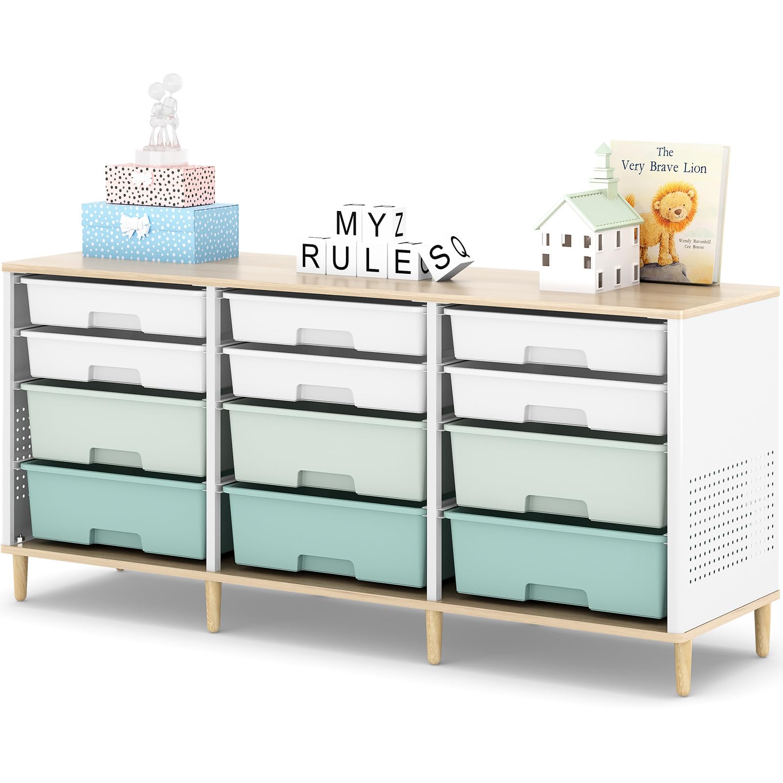 Photo 1 of TOOLF 12-Drawer Storage Cabinet Green