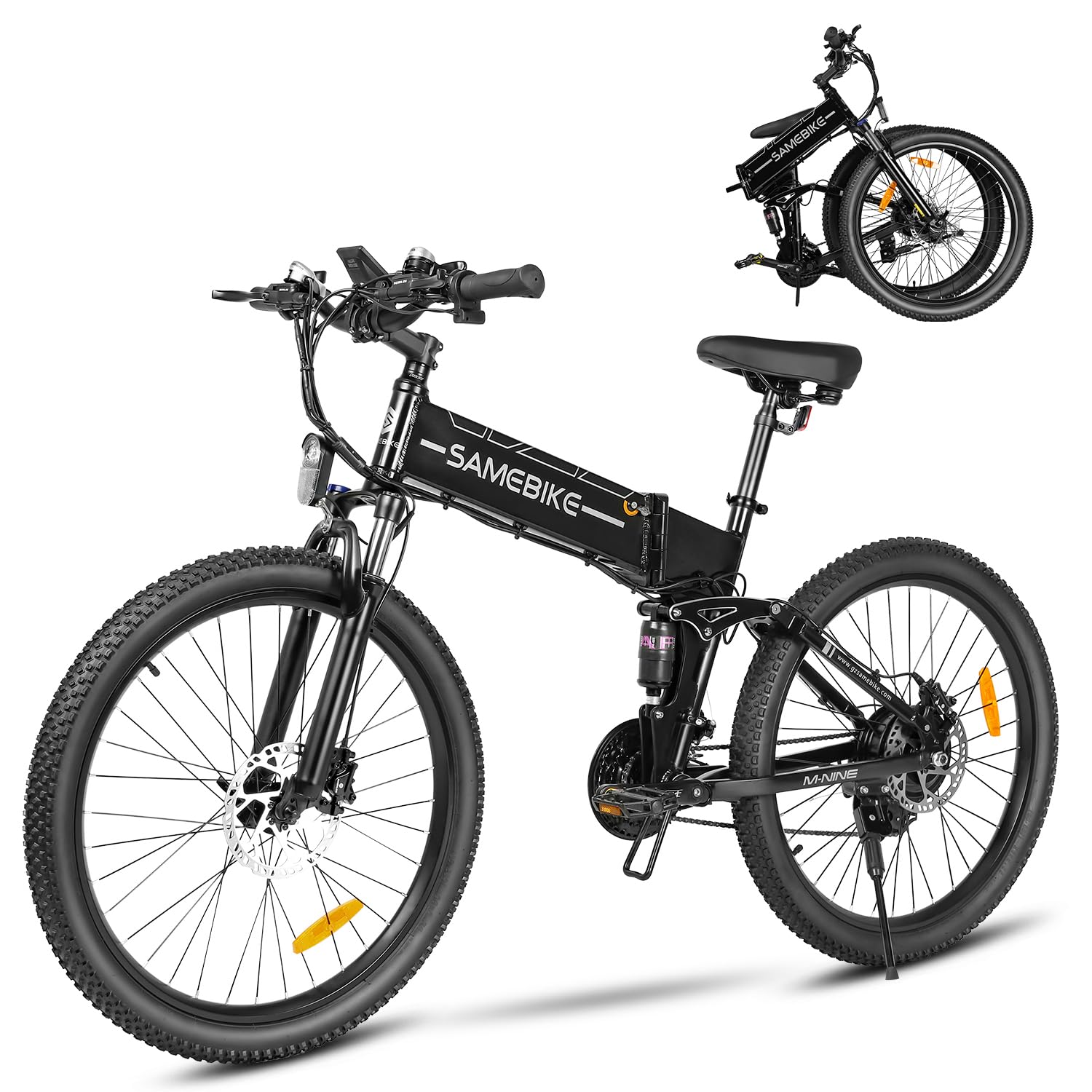 Electric Bikes, Folding Electric Mountain Bicycle with Multi-link Dual Suspension, 48v15Ah Long Range Ebike, Softtail With 26 * 3.0' Fat Tyres,Rated speed 25KM/h, High Torque Motor