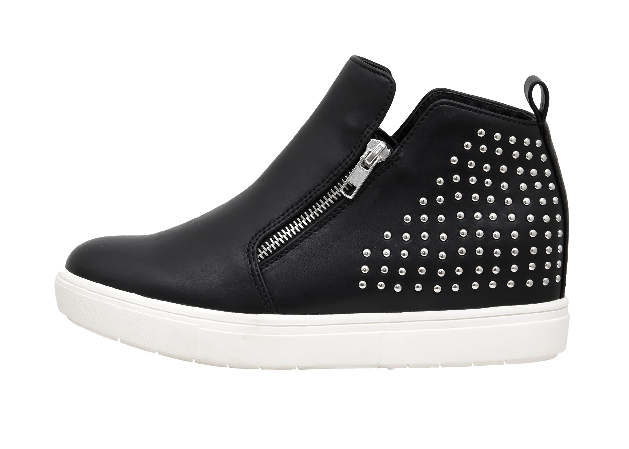 CUSHIONAIRE Hollywood - Sneaker con zeppa nascosta, con borchie e memory foam, nero, 41 EU