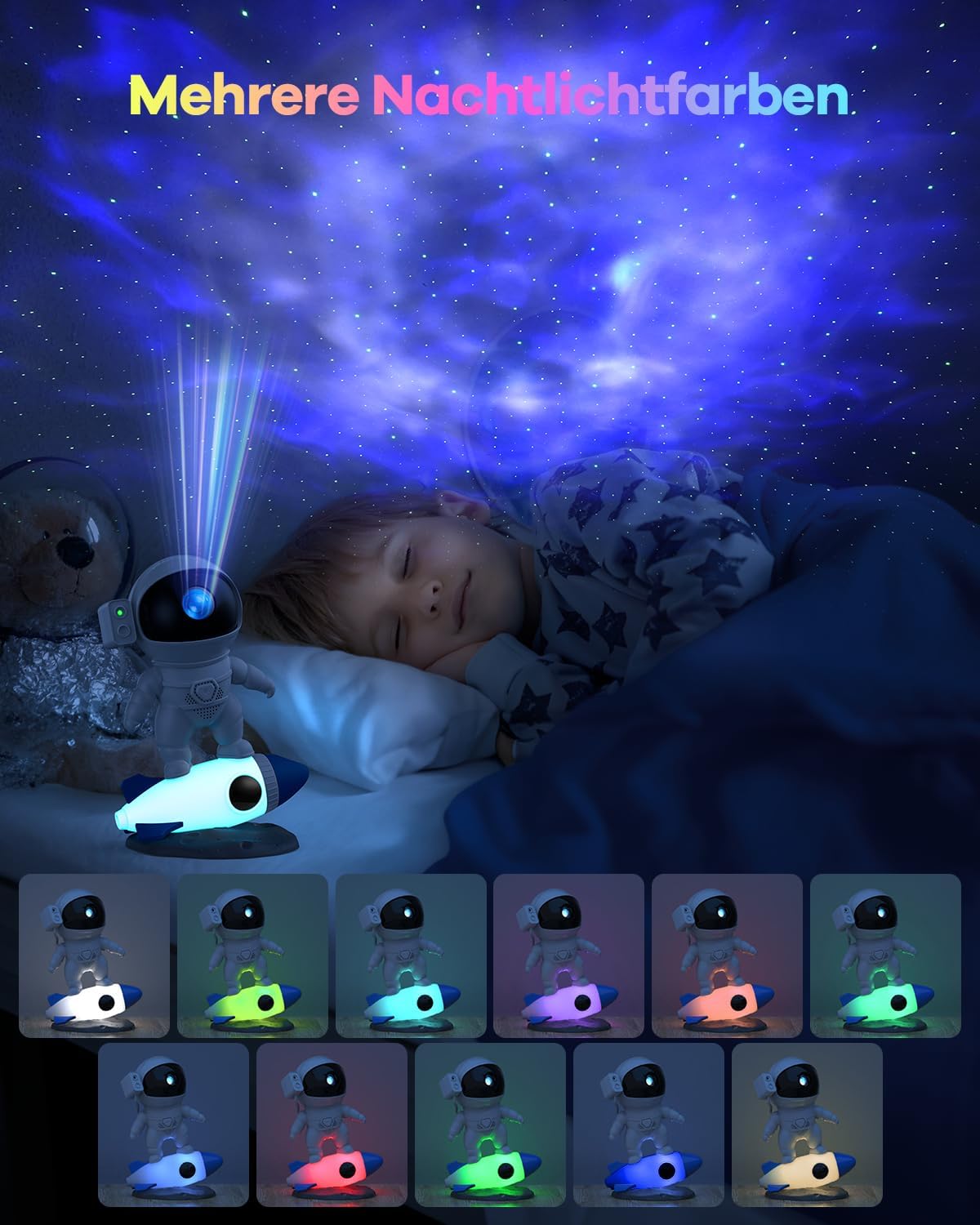 The Three Musketeers Astronaut LED Sternenhimmel Projektor Galaxy Nachtlicht mit Timer,Fernbedienung,Bluetooth Lautsprecher,Schlafzimmer Deckenprojektion Lampe,Geschenk
