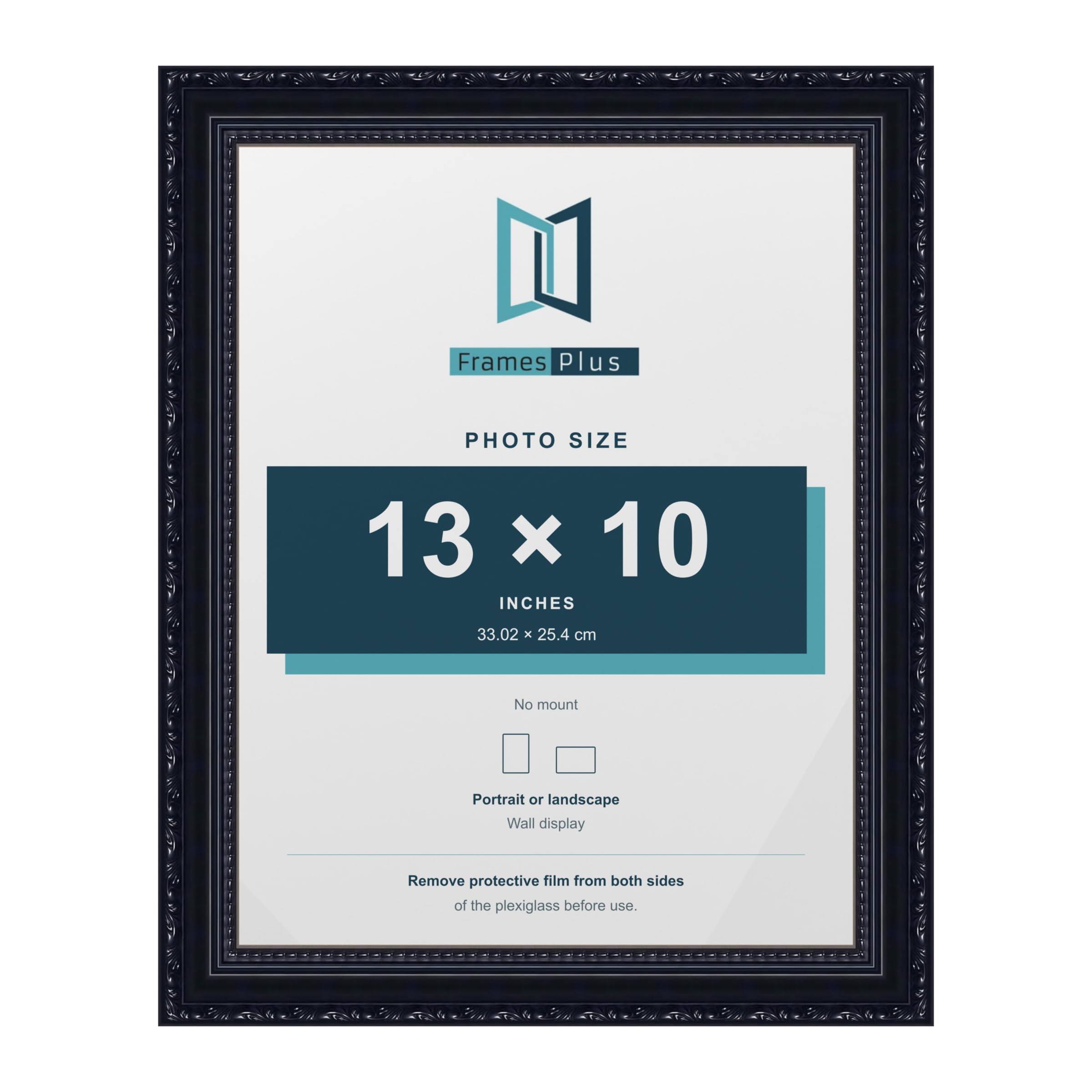 FramesPlus ORNATE Shabby Chic 13x10 Picture Frame, Black — image 1