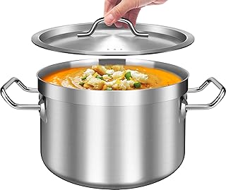 Dutch Oven with Lid - Stainless Steel Stock Pot with Lid - Large Pot for Cooking - Big Soup Pot with Lid - Stainless Steel...